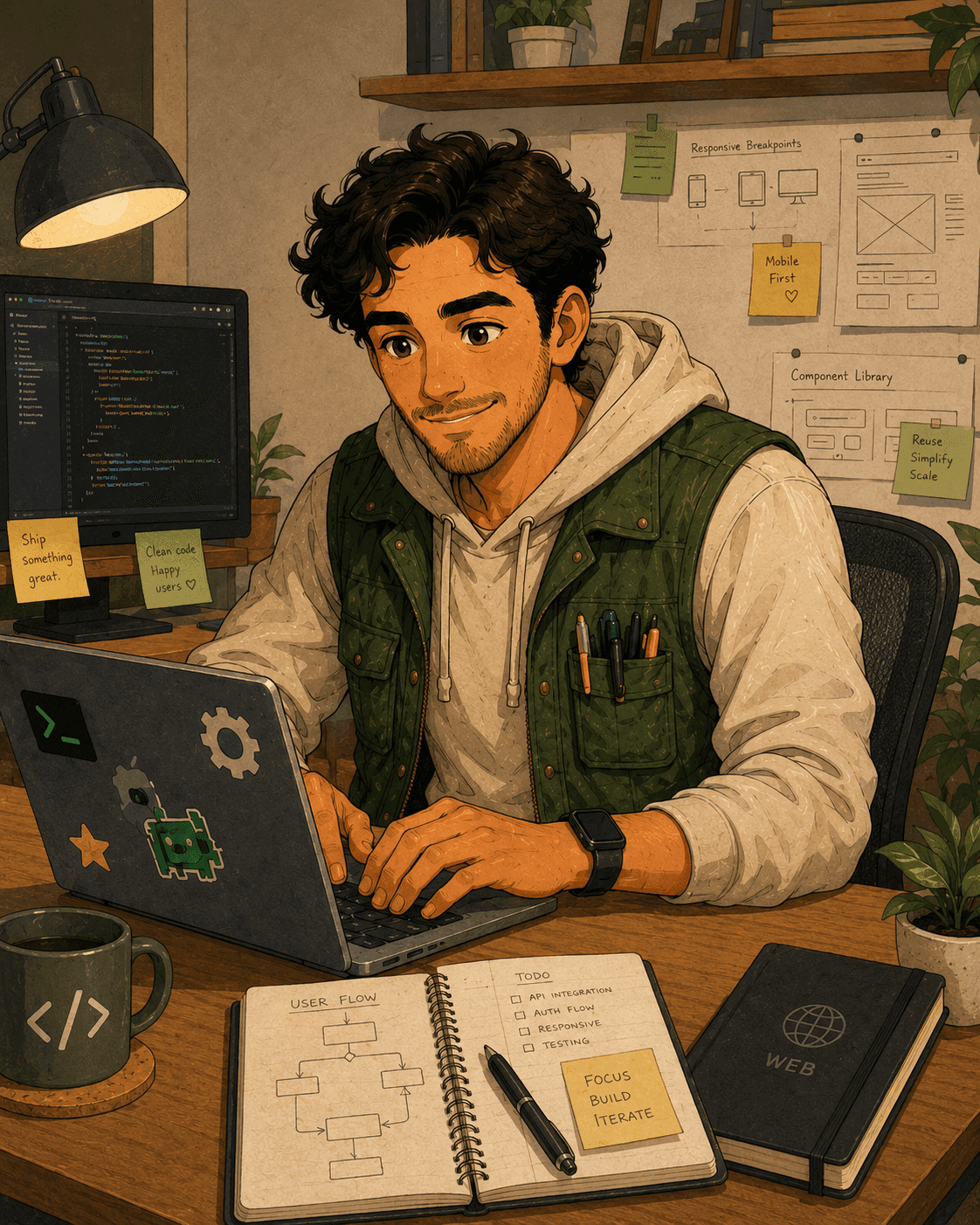 Ari working on a web publishing packet