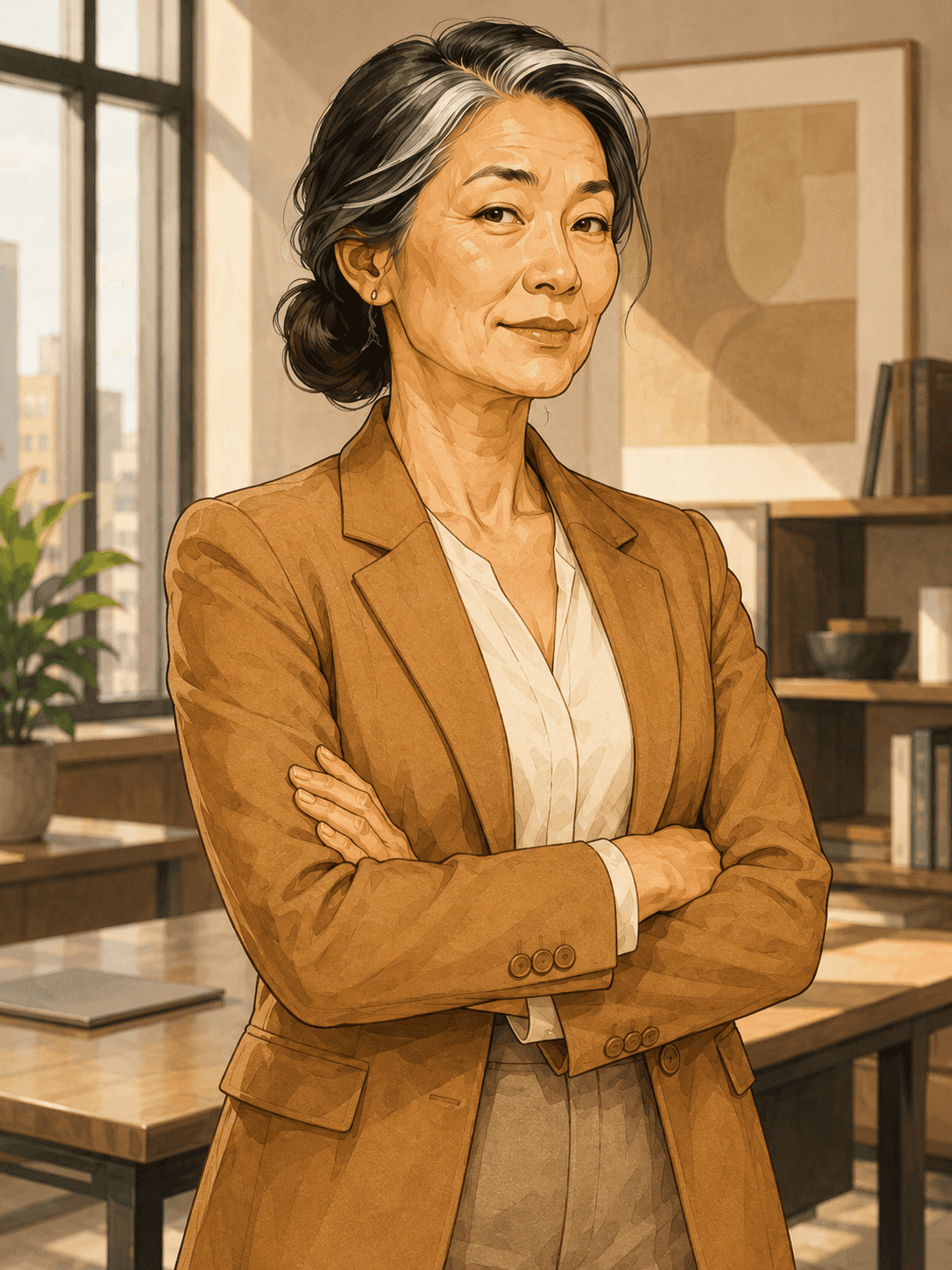 Vera reviewing source tabs at her desk